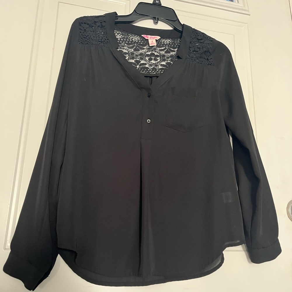 Candie's Black Lace Accent Blouse